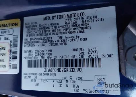 2016 Ford Fusion Se z USA, uszkodzony, nr VIN 3FA6P0HD2GR333393